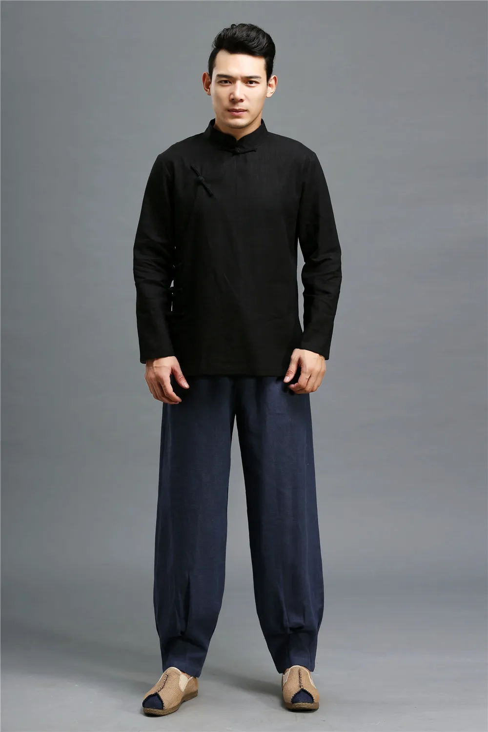 Hisenky осенние мужские повседневные штаны дышащие и удобные чистого льняные брюки с эластичной резинкой Штаны