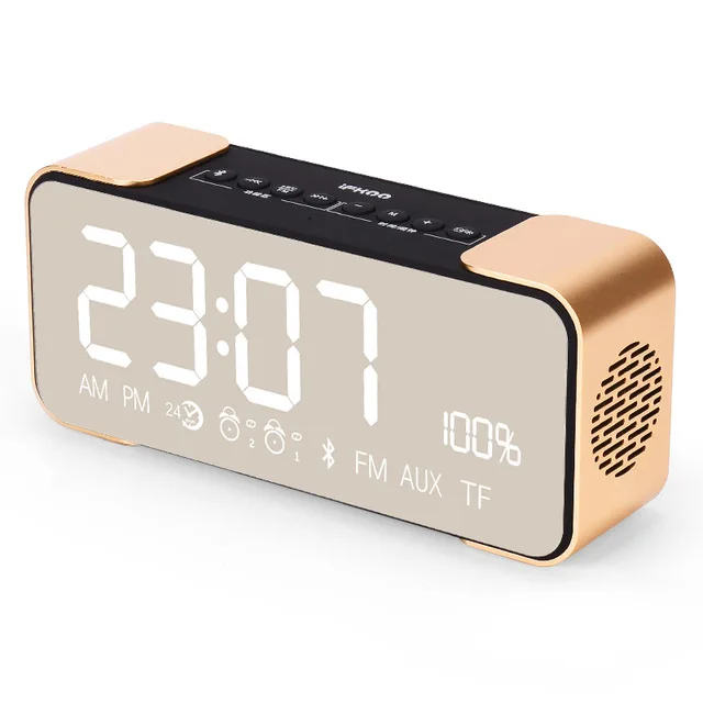 

New arrive Portable Time Display Alarm Clock FM Radio TF Card Support Bluetooth Speaker