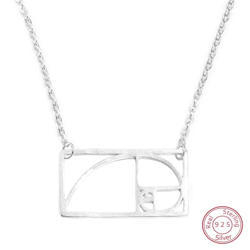 

DXJEL 925 Silver Spiral with Triangle Necklaces Fibonacci Pendant Ratio Psychology Pendant Necklaces Science Biology Jewellery