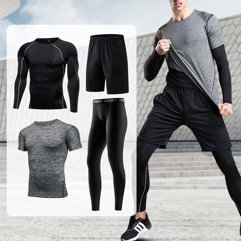 Men Sportswear Elastic Sport Suits Breathable Tracksuit Jogging Training Gym Fitness Workout Clothes Quick Dry Running Set Male Men Sportswear Elastic Sport Suits Breathable Tracksuit Jogging Training Gym Fitness Workout Clothes Quick Dry Running Set Male