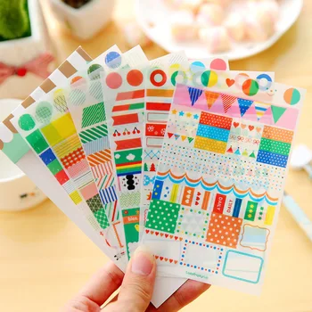 

6 Sheet/Set Cute Blue Drawing Cartoon Sticker PVC Transparent Planner Calendar Diary Sticker Scrapbook Decoration Stationery