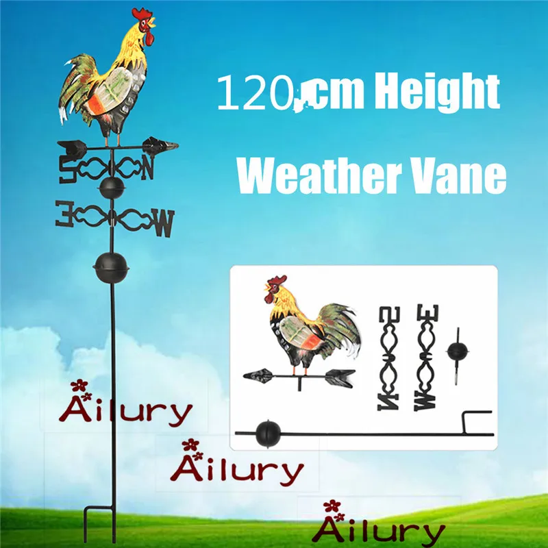 

120cm Height Colorful Cock Weather Vane,Iron Rooster Weathervane Roof Mount Weather Vane Wind Garden Oranment