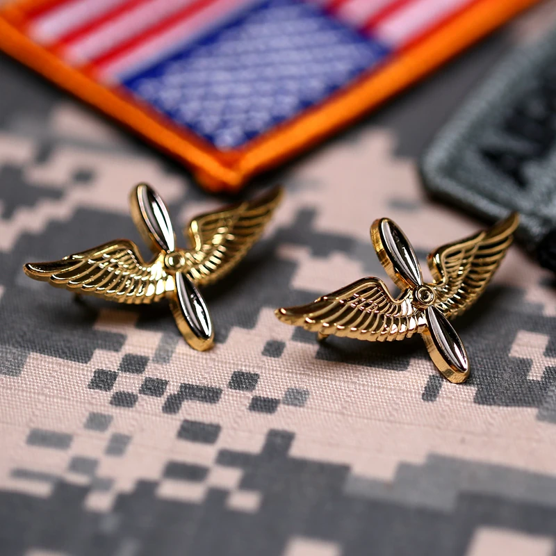 

Golde US Army Air Force Collar Flower Army Fan Stinger Metal Pilot Denim Collar Badge Uniform Collar Brooch Pin