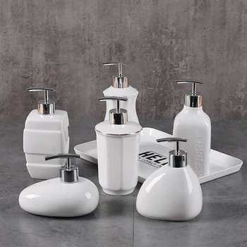 

Travel Bathroom Ceramics Shampoo Liquid Soap Dispenser Shower Gel Kitchen Bottle Soap Dispenser Lotion Home Portable Pump LY67