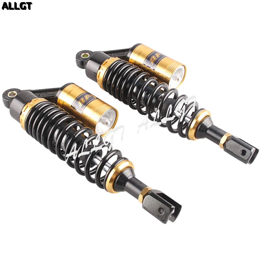 

ALLGT 340mm 13.5" Motorcycle Rear Air Shock Absorber Suspension Clevis End Gold