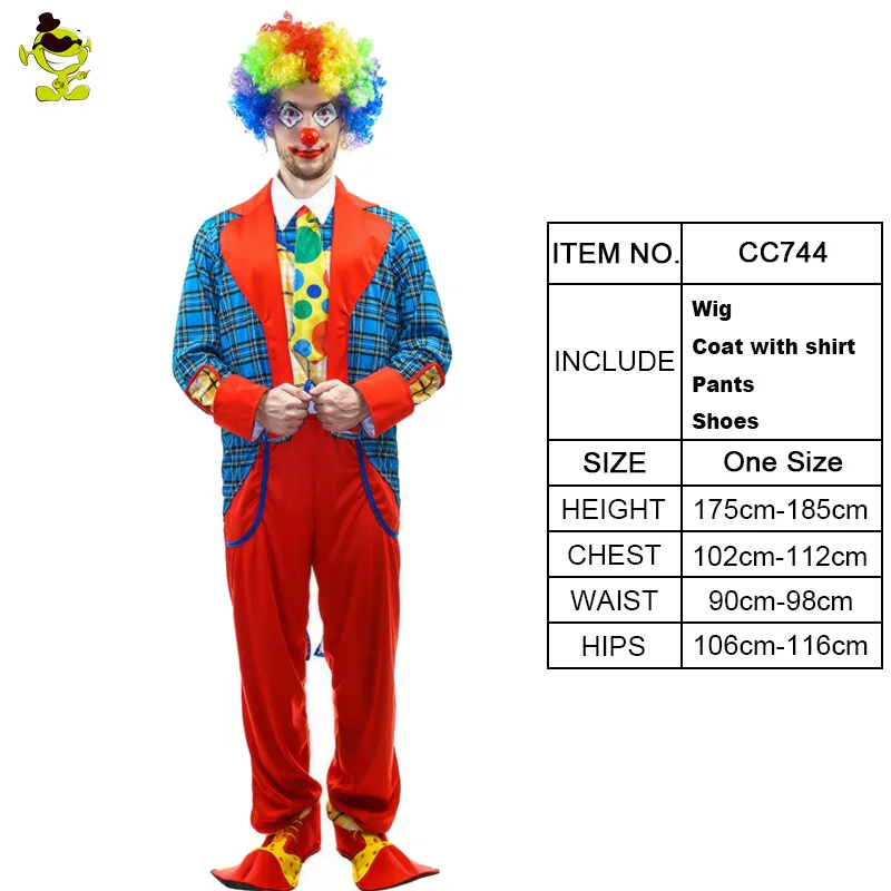 Делюкс Плюс Вечерние клоунский костюм на Хэллоуин для взрослых забавные костюмы для шутников магическое шоу клоунский костюм клоуна ролевая игра платье - Цвет: CC744-1