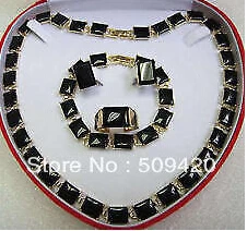 

hot sell > Faddish Black jade Necklace~Earring~Ring~Bracelet Set