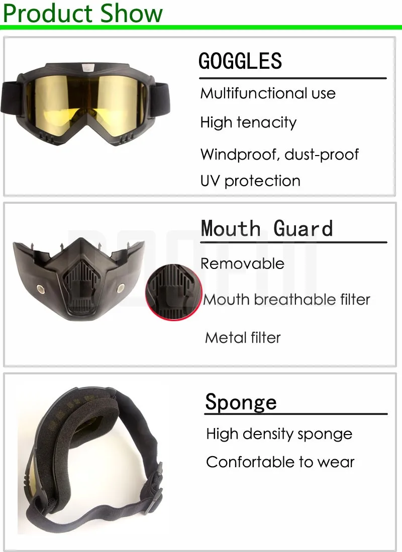 Windproof Safety Goggles Mask Removable Dust Proof UV Protection Bicycle Motorcycle Tactical Protective Eye Glasses Face Masks