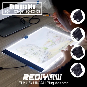 

Dimmable Ultra Thin A4 LED Pad Light Tablet USB Cable EU/UK/AU/US Plug Adapter Diamond Embroidery Diamond Painting Cross Stitch