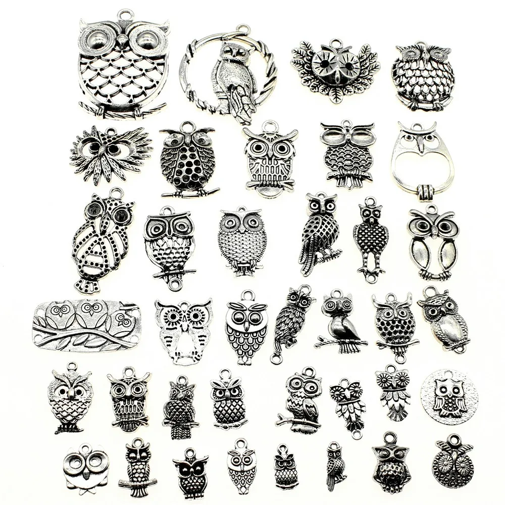 

100g Random Mix Designs Antique Silver Color Zinc Alloy Owl Charms Jewelry Findings DIY Accessories For Jewelry Making
