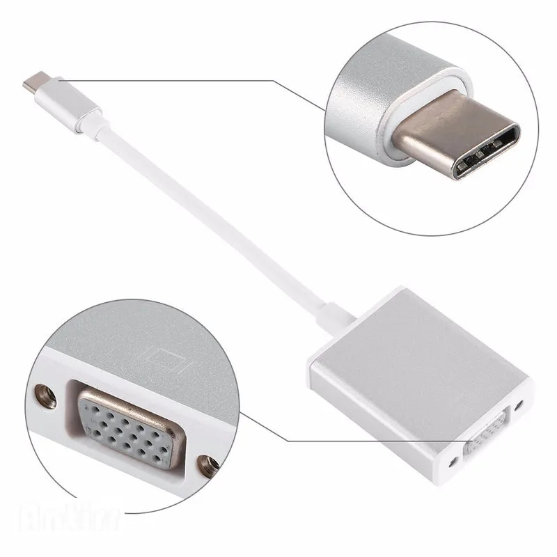 USB3.1 type C папа-VGA Женский адаптер usb type-C передача на VGA кабель HD 1080P для Macbook Chromebook Pixel Lumia 950XL