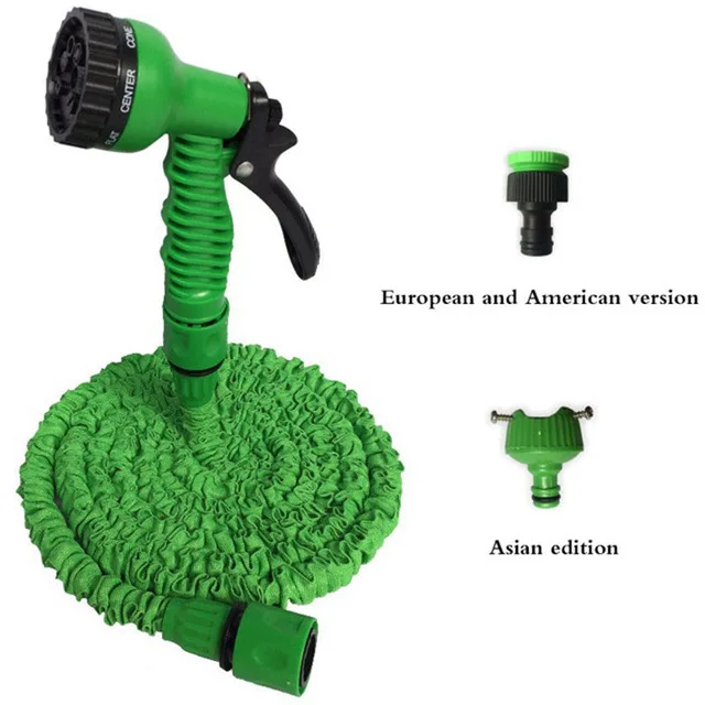 SAFEBET садовый шланг катушка полив расширяемый садовый волшебный гибкий резиновый шланг пластиковый пистолет-распылитель для автомойки 25-150FT - Цвет: Зеленый