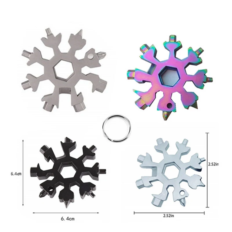 18 in 1 Snowflake Shape Wrench Multi-Functional Gadget EDC Tool Screwdriver Keychain Screwdrivers Bottle Opener Hex | Инструменты