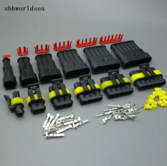 

shhworldsea 30 sets 1/2/3/4/5/6 Pin/way HID Car Waterproof Electrical connector kits,6 in 1 sample kits for car boat ect.