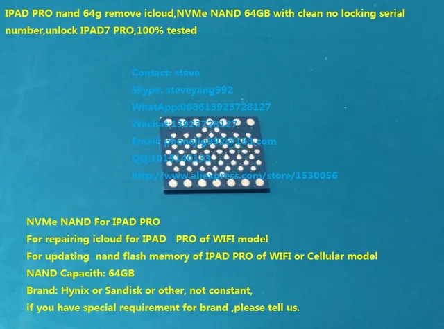 IPAD 7 PRO nand 64g remove icloud,NVMe NAND 64GB with
