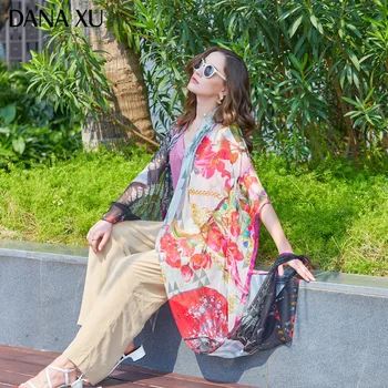 

2019 Silk Long Scarf Luxury Brand Women New Design Beach Blanket Shawl Wear Swimwear Bandana Hijab Face Shield Foulard 245*110cm