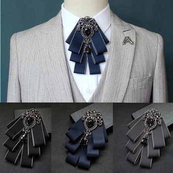 

Fashion British Style Neckties Multi-layer Bow Tie for Men Groom Groomsmen Best Men Wedding Ties Formal Men Suit Shirt Tie