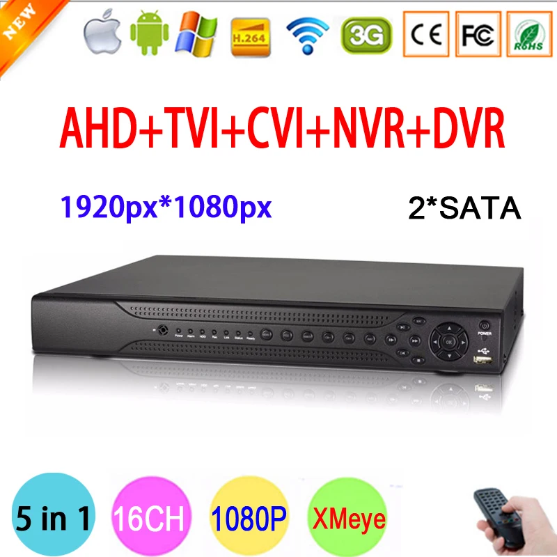 Hi3531A 16CH Two SATA Coaxial Hybrid 1080P Full HD 2MP Surveillance Video Recorder 5 in 1