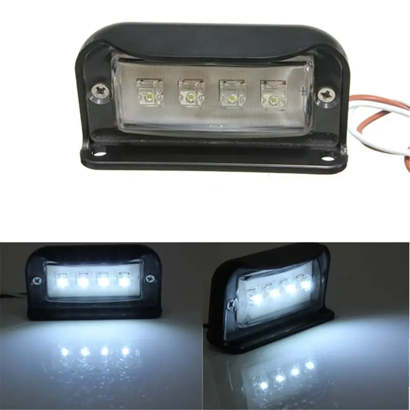 

12/24V 4 LEDs Car Number Licence Plate Light Rear Tail Lamp Truck Trailer Lorry Auto Lights White Waterproof
