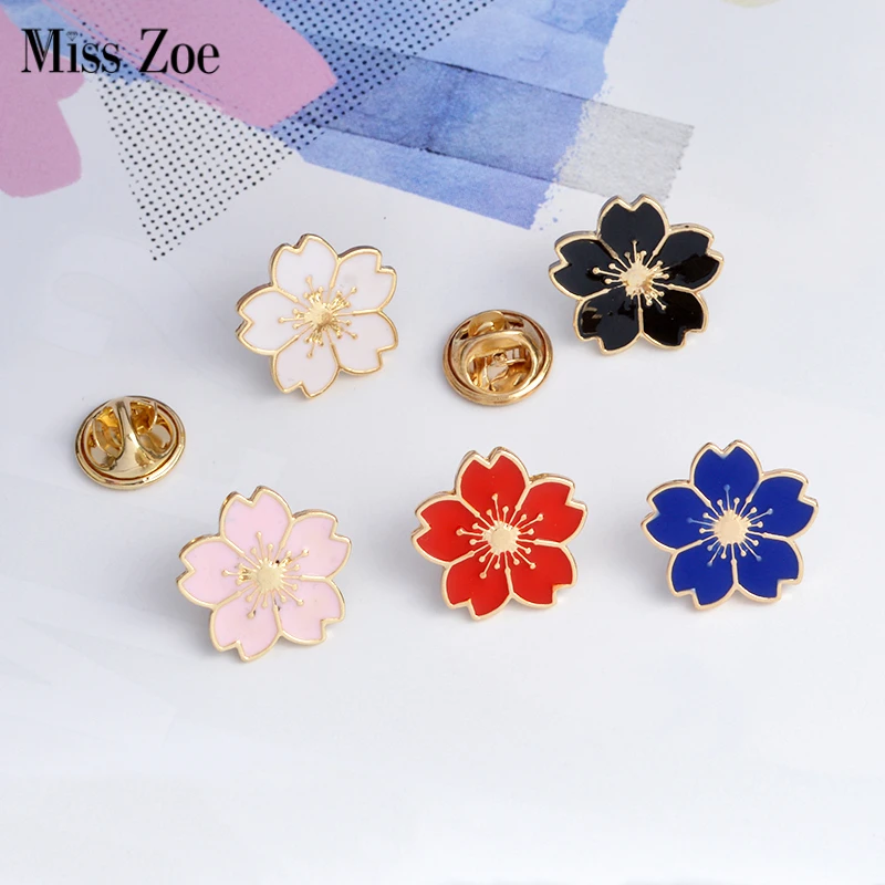 

Miss Zoe Cherry Blossoms Flower Brooch Pins Button Pins Denim Jacket Pin Badge for Bags Japanese Style Jewelry Gift for Girls