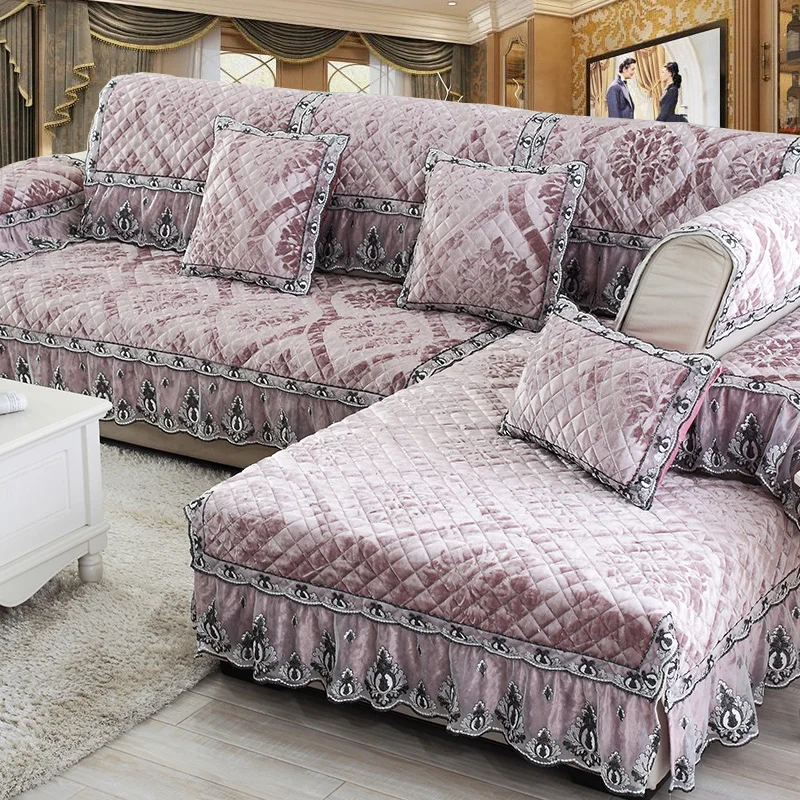 High end luxury european lace plush cloth fabric living room sofa sets