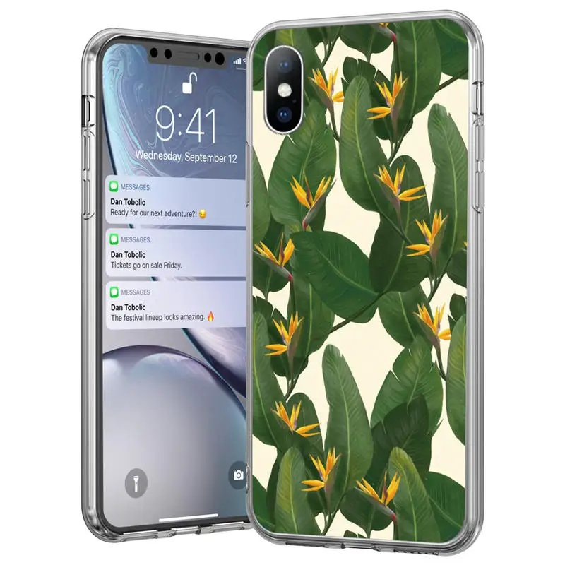 Ottwn летний рисунок банановых листьев чехол для телефона для iPhone 11X7 8, 6, 6 S, Plus, XS XR XS Макс 5 5S SE Ретро листья чехол-накладка на заднюю панель из силикона и мягкого ТПУ с крышкой - Цвет: 6111