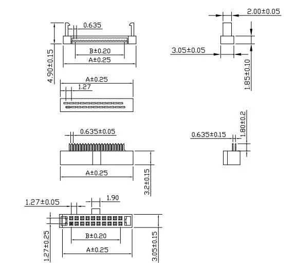 1000 шт. 0,05" 1,27 мм 10 Pin двухрядный IDC разъем 2x5 P 10 положение прямоугольная Розетка Кабель 0,635