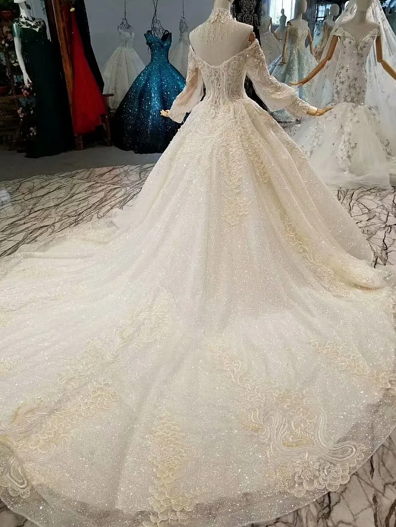 AIJINGYU этого сезона Свадебные платья Роскошные Дубай платье длинный шлейф 2019 скидка ручной вышивка конструкции Свадебные