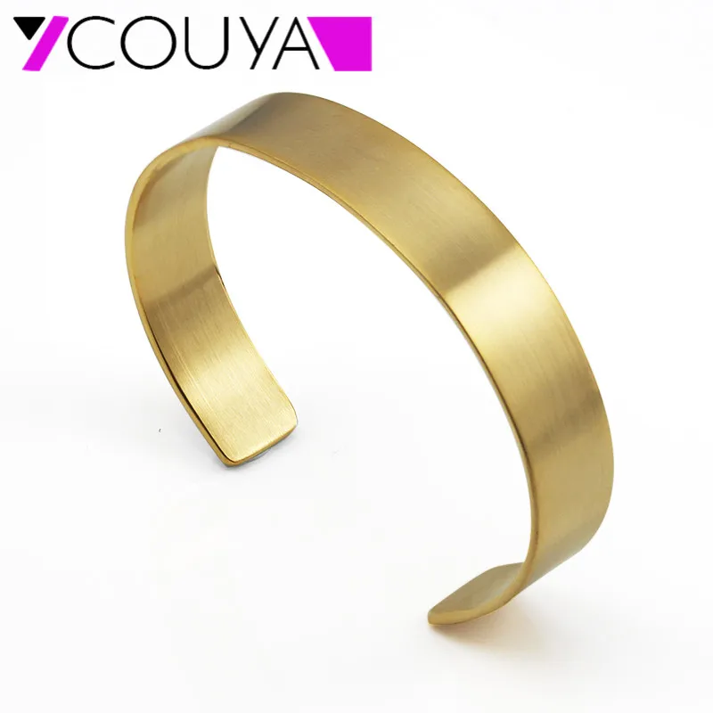 

2017 New Gold Bangle Stainless Steel Plain Blank Shiny 12mm Bangle Cuff Bracelet Fashion Wrist Bracelets & Bangles Jewellery