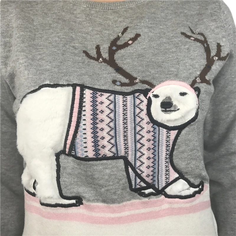 Funny Light Up Ugly Christmas Sweater for Women Kawaii Fuzzy Fluffy Poly Bear Patterned Xmas Pullover Jumper Oversized S-4XL 8