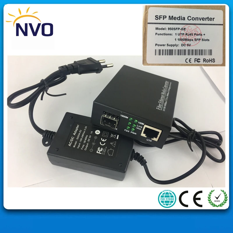 

5pcs 1000M 1 RJ45+1 Gigabit SFP Port,Ethernet Unmanaged SFP Fiber Optic Switch,External power supply+1.25G 850NM 550M,DDM,LC SFP
