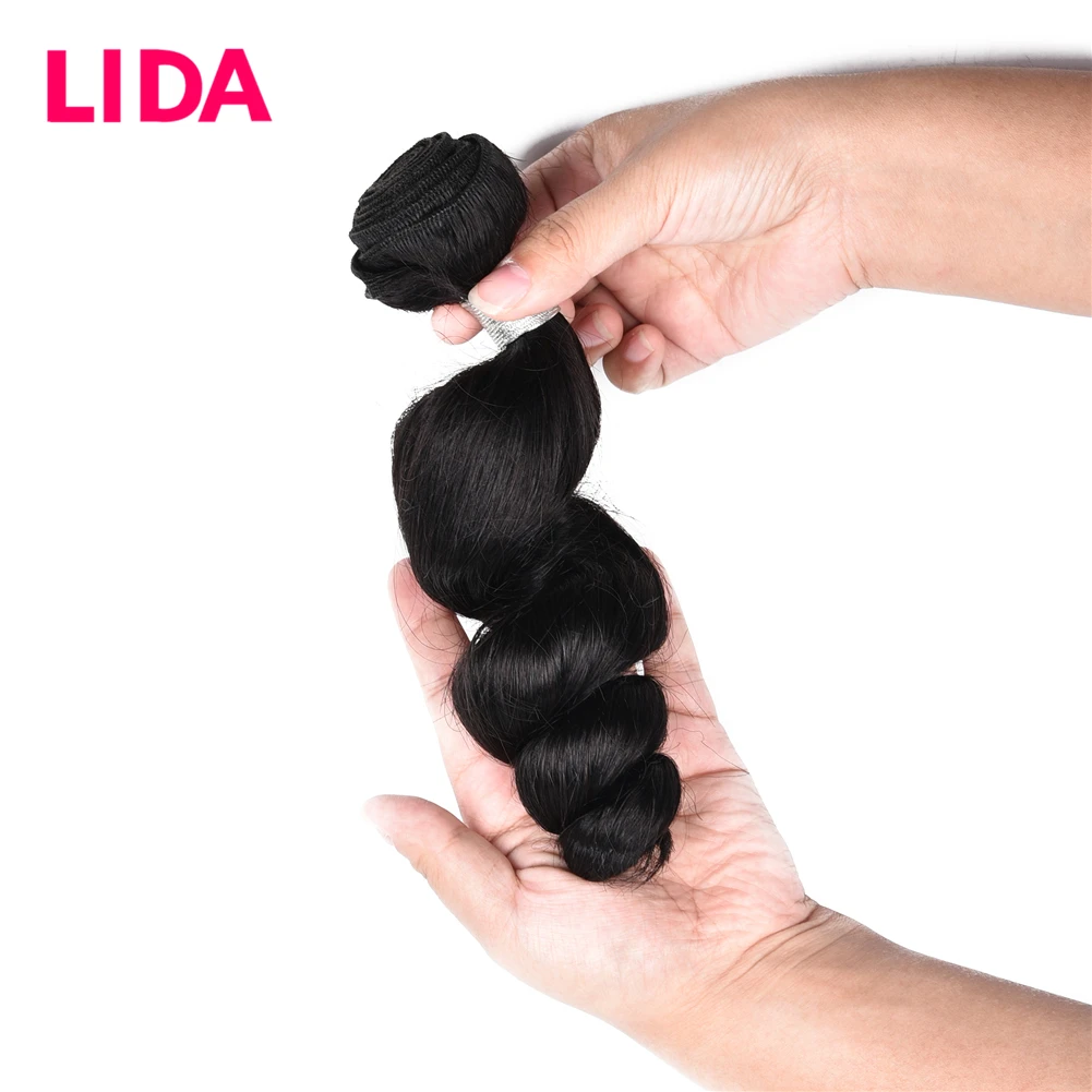 LIDA Brazilian Loose Wave Bundles Human Hair 1/3/4 Bundles Deal 16-26inches Non Remy Hair Weave Extension On Sale