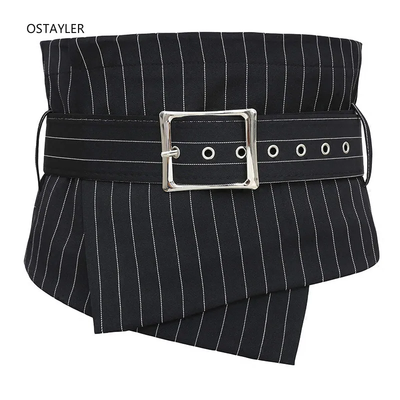Vintage Women Suits Waist Belt Casual Strip Wide Fabric Cummerbunds
