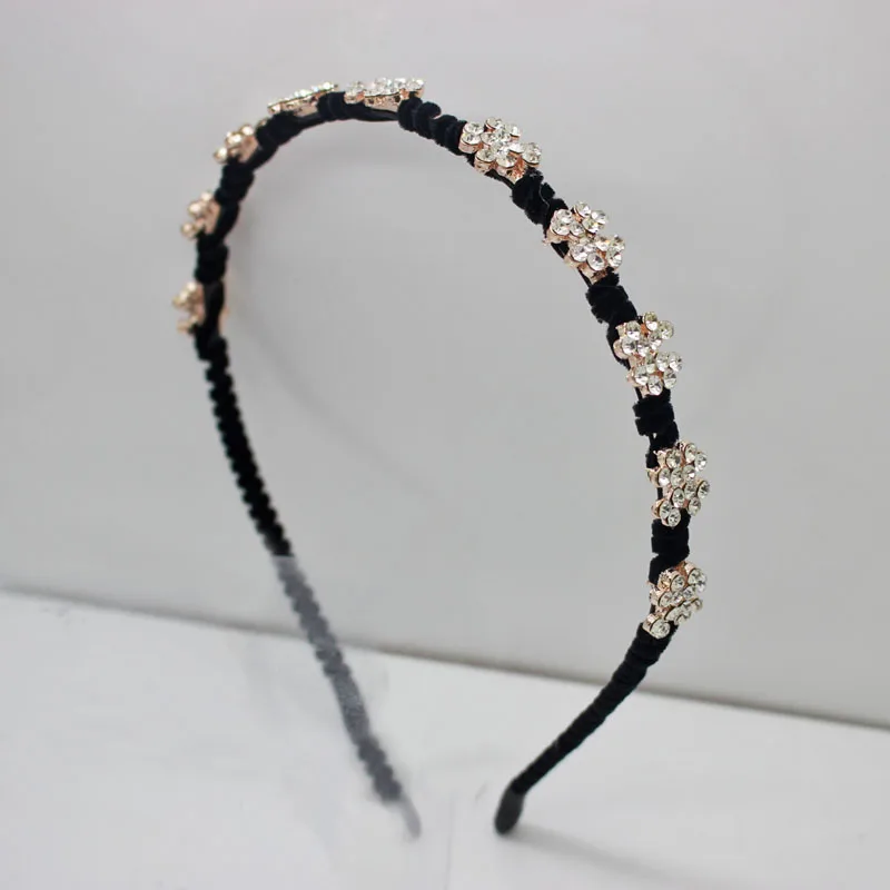 Women's new crystal hairbands fashion retro rhinestone clover lucky