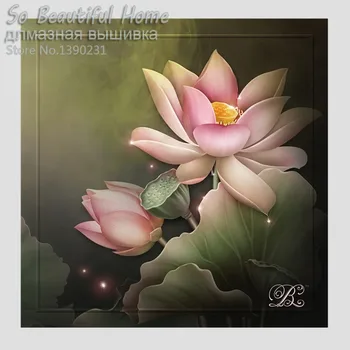 

The Lotus flower DIY Diamond Painting Factory Outlet Cross Stitch Square diamond embroidery needlework Diamond Mosaic SH61120