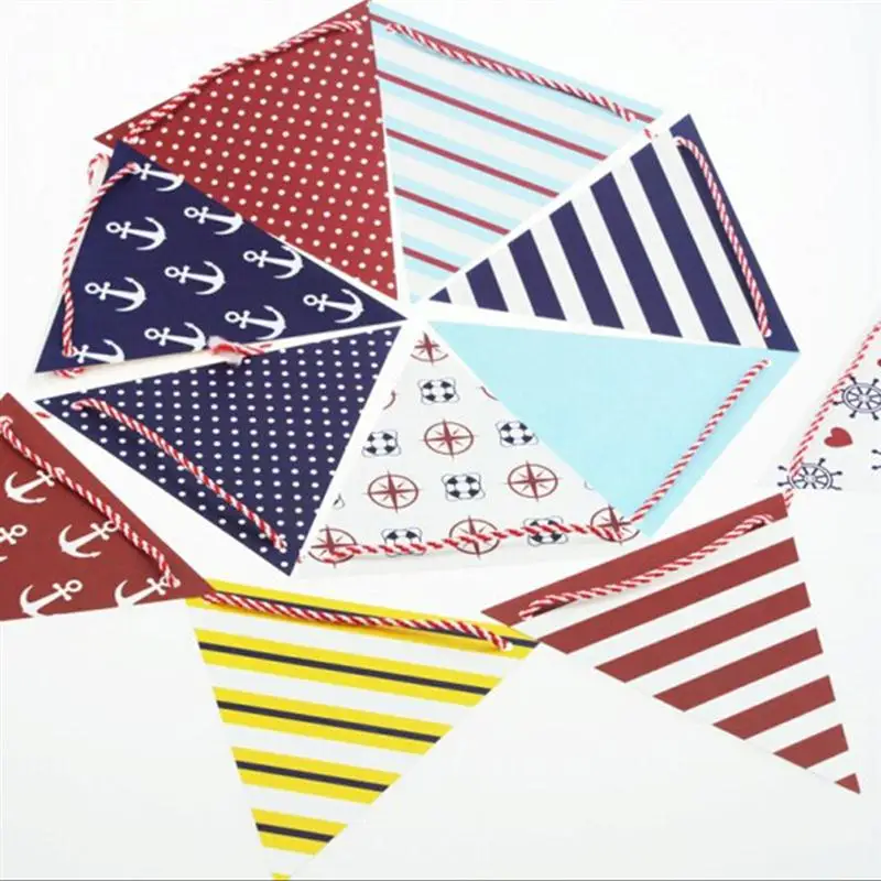 

Banner Wedding Birthday Showers Party Nursery Marine Pennant Banner Garland Boat Anchor Colorful Flag Banner