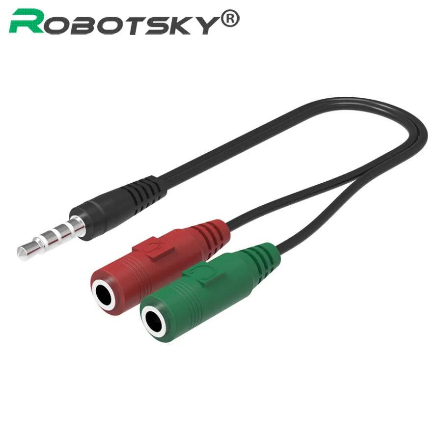 3.5mm Stereo Audio Splitter Male To 2 Female Headphone Microphone Plug Jack Cord Adapter For Phone Tablet PC Notebook To Speaker