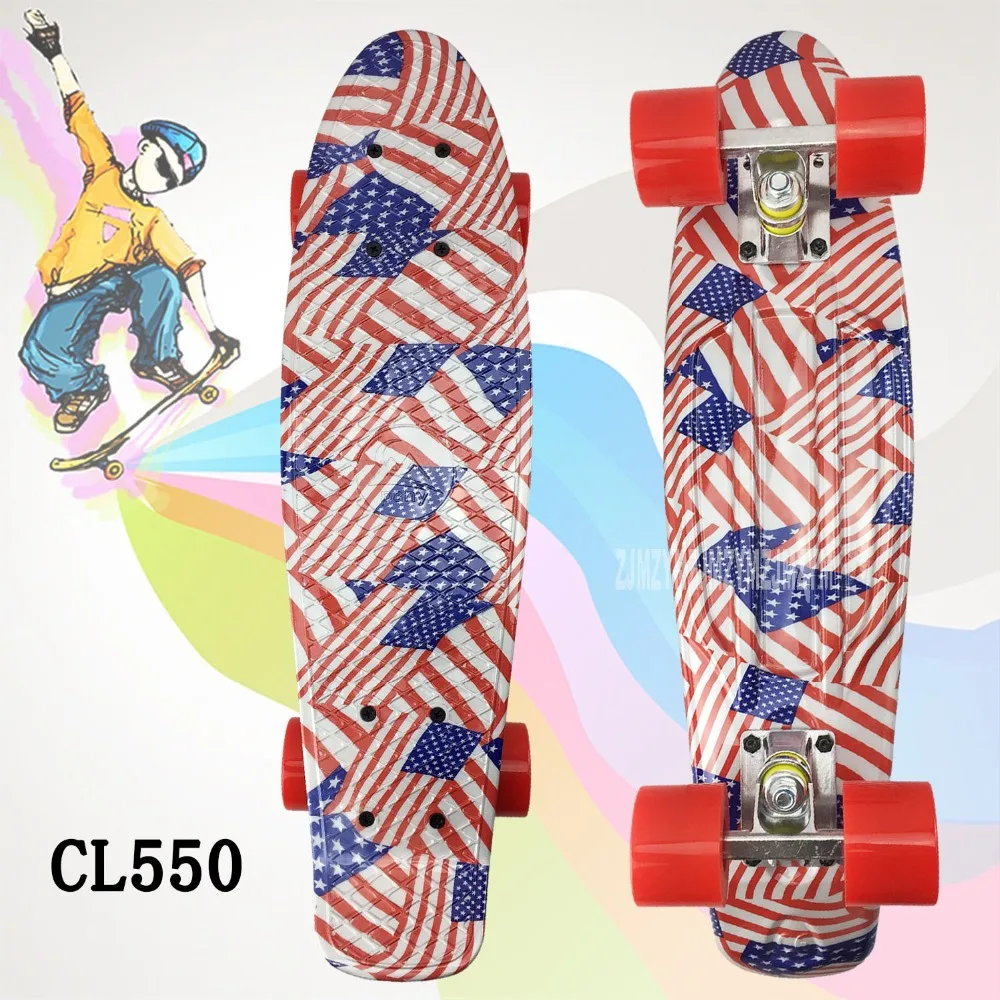 

Colorful Graphic Printed 22 inch Cruiser Skateboard Mini Plastic Skate Board Retro Longboard Outdoor Adult/Children Scooter