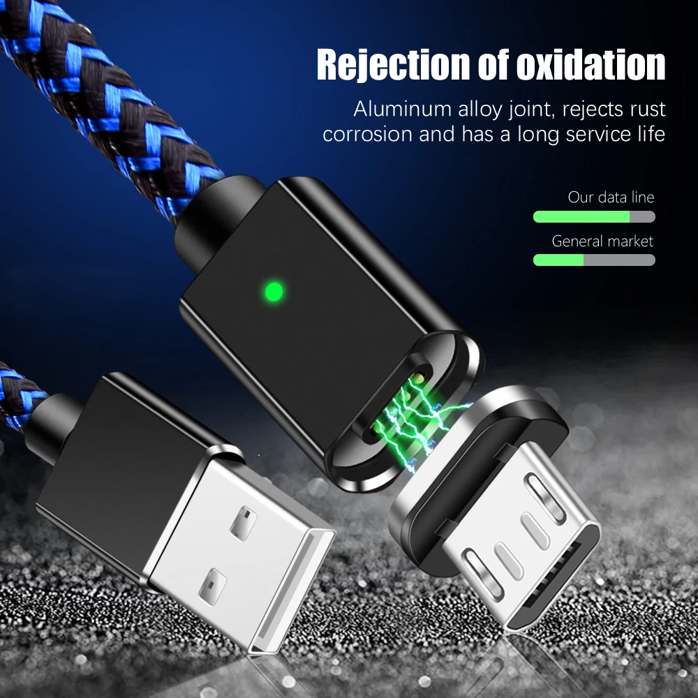 Магнитный usb-кабель Olaf Micro usb type-C, магнитный кабель для телефона, светодиодный кабель для быстрой зарядки, кабель USB C для зарядки Xiaomi iPhone