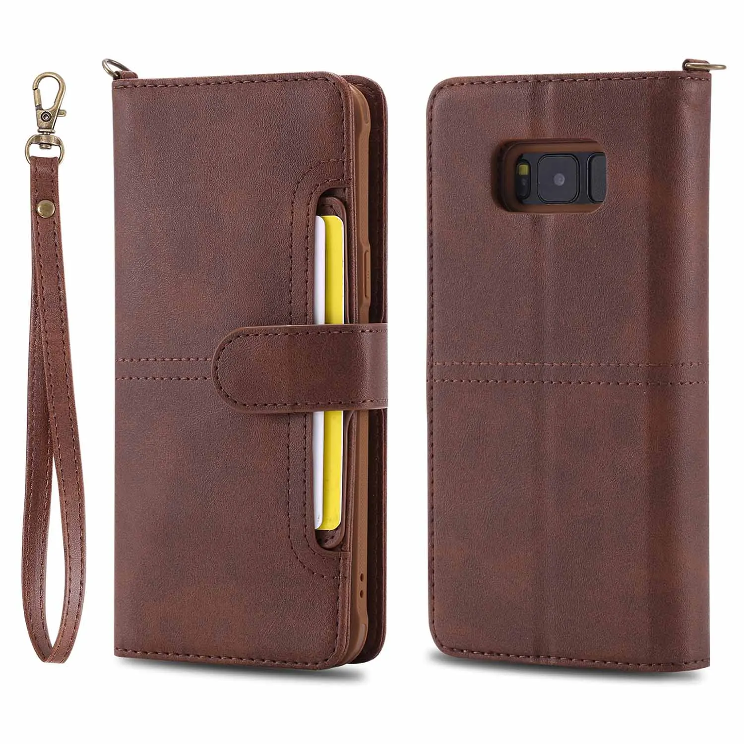 Флип-чехол для samsung Galaxy S8, роскошный Съемный кожаный кошелек, чехол для телефона s, Магнитный чехол для samsung Note 10 Plus S9 Note 9 - Цвет: coffee
