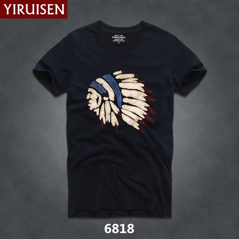 YIRUISEN/, брендовая аппликация на одежду, дизайнерская футболка с коротким рукавом, Мужская футболка из хлопка с круглым вырезом, модные летние футболки - Цвет: 6818