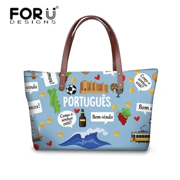 

FORUDESIGNS Women's Handbags Shoulder Bags Portugal Cartoon Pattern Female Large Casual Tote Bags Top-Handle for Ladies Bolsa