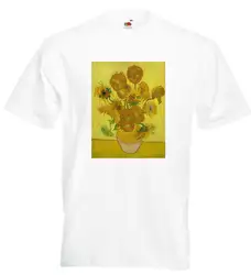 Винсент Ван Гог подсолнухи футболка Gauguin 2019 новые Письмо печати мультфильм Сумасшедший футболки