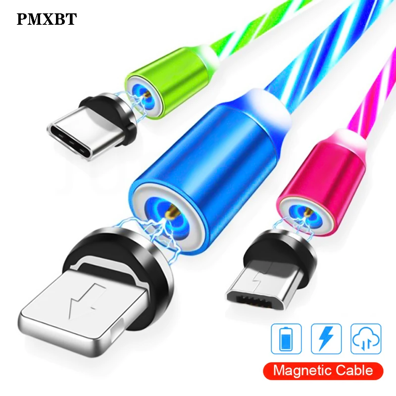 Магнитный кабель со светодиодной подсветкой 2 4 А магнитный Micro USB Type-C для быстрой
