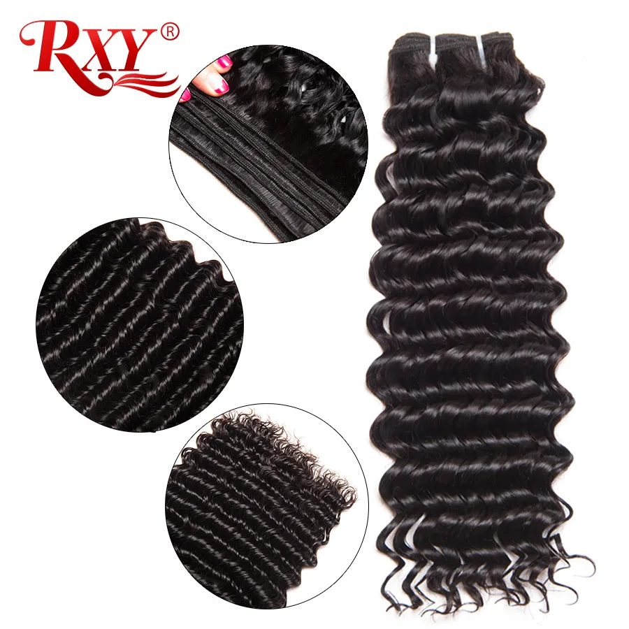 Brazilian Deep Wave Bundles With Closure 3 Bundles Human Hair Weave Bundles With Closure RXY 4x4 Lace Closure Remy Hair 4PcsLot (3)