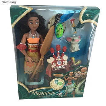 

Princess Moana Doll Kawaii Light and music PVC Change clothes Action Figure Toy Anime Birthday Gifts For Baby Girls