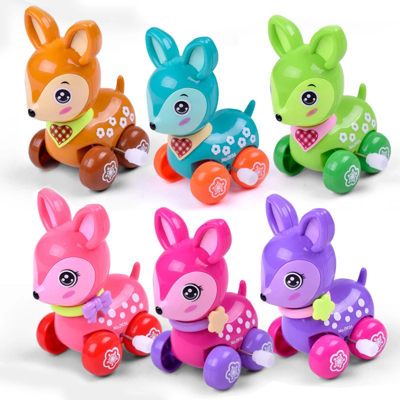 Baby Classic Plastic Cartoon Animal Deer Toy Wind Up Clockwork Toys for