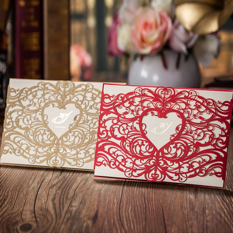 Red Laser Cut Wedding Invitations 2