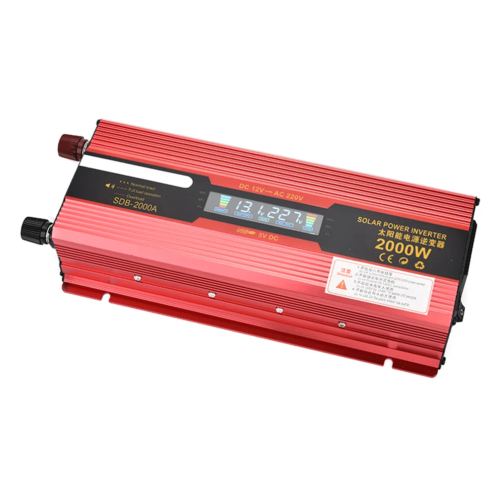 

Car Inverter 12v 220v 2000W Power USB LED Display Inverters DC12 To AC220 Voltage Converter Auto Charger Solar Adapter Kit DY105