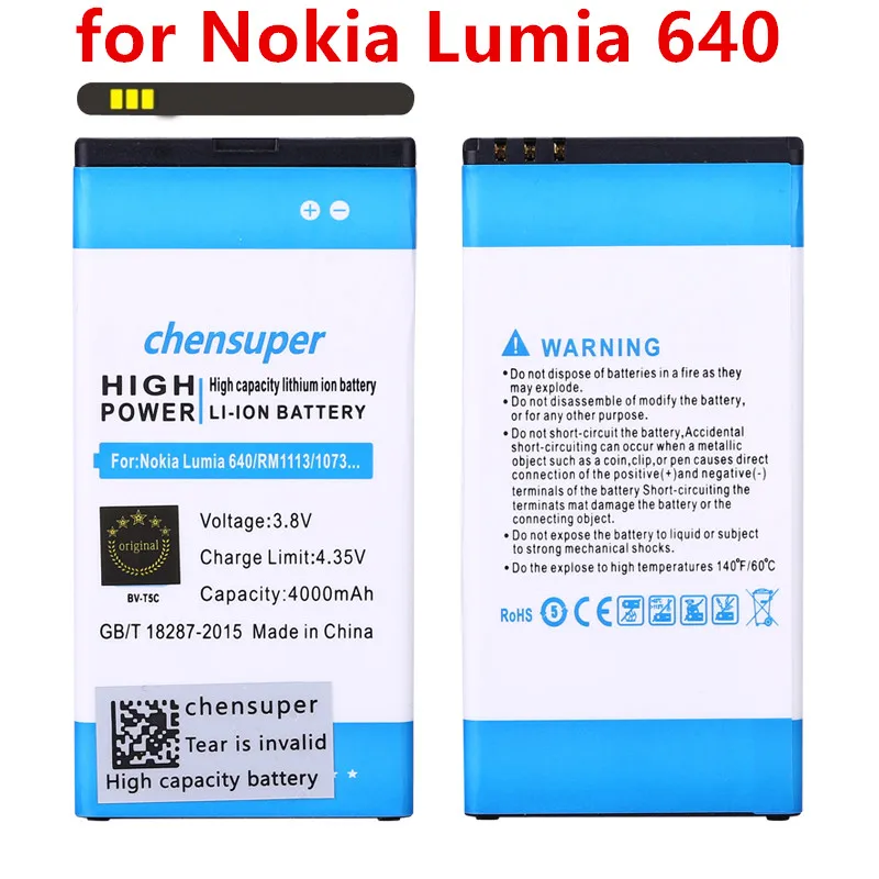 2 шт./Новинка 5500 мАч BV T5C запасная батарея для Microsoft Nokia Lumia 640 RM 1109 1113 1072 1073 Bateria|battery